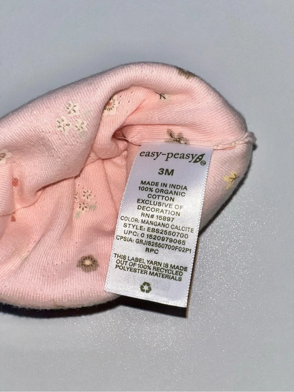 Easy-Peasy Organic Cotton 3-Piece Set Floral Printed Pink Baby Girl’s 3 Months